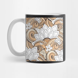 Monochromatic Paisley Print with Vintage Floral Motifs Mug